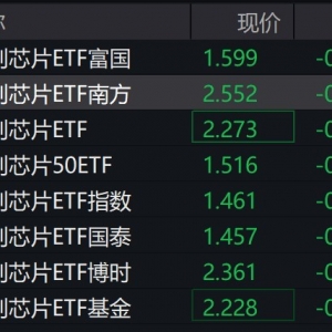 科创芯片概念股早盘走低，相关ETF跌约2%